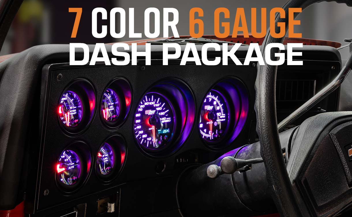 7 Color Series 6 Gauge Custom Dashboard Package Hero