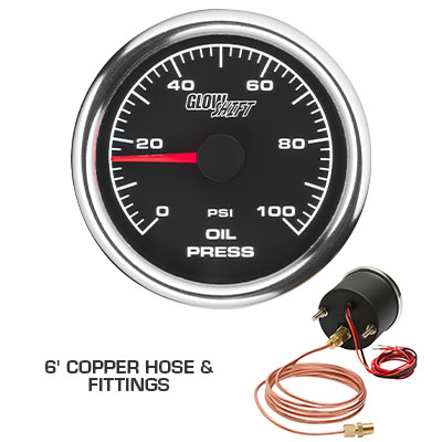 Black White Racing Series 100 PSI Oil Pressure Gauge