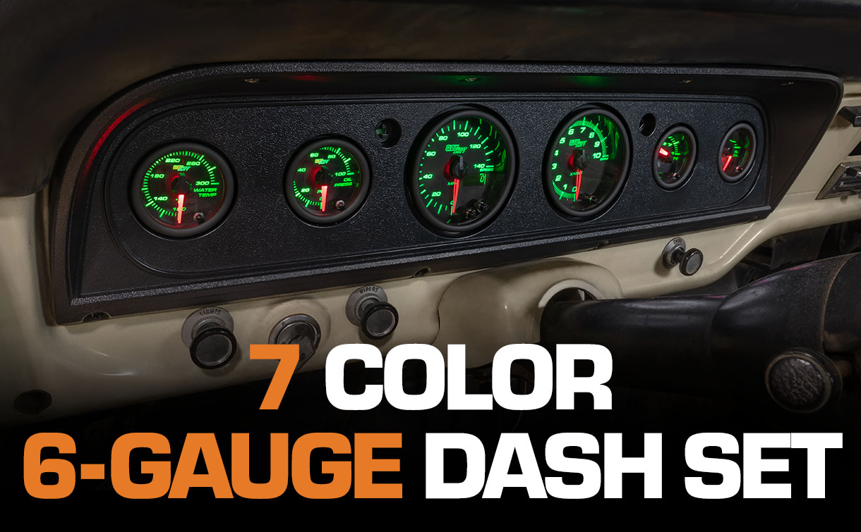 7 Color Series 6 Gauge Custom Dashboard Package Hero