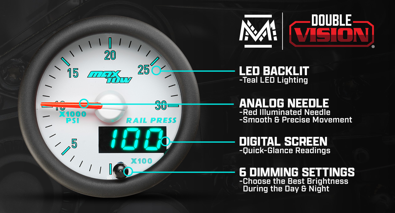 MaxTow Match 3rd Gen Cummins Fuel Rail Pressure Gauge