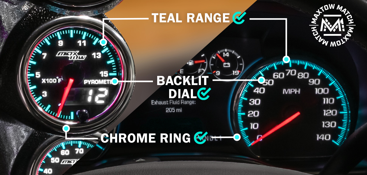 Comparison of MaxTow Match to 2014-2020 6.6 Duramax Factory Cluster Gauges