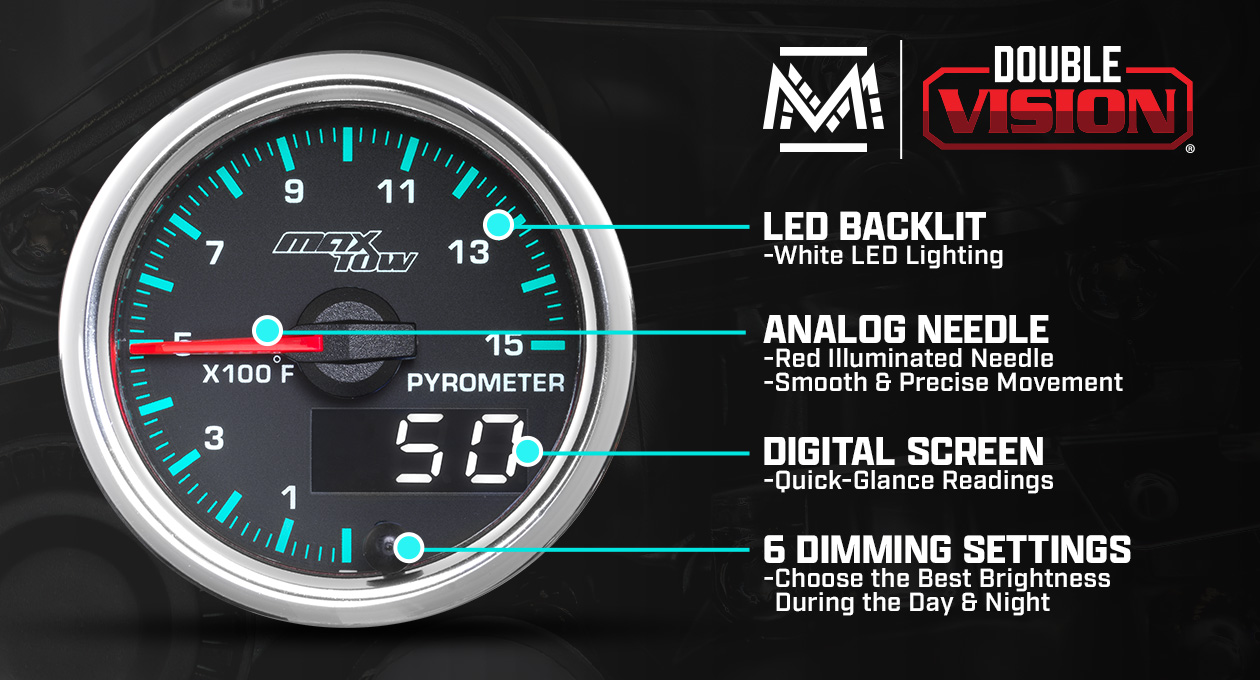 MaxTow Match 2014-2020 6.6 Duramax 1500F Pyrometer EGT Gauge