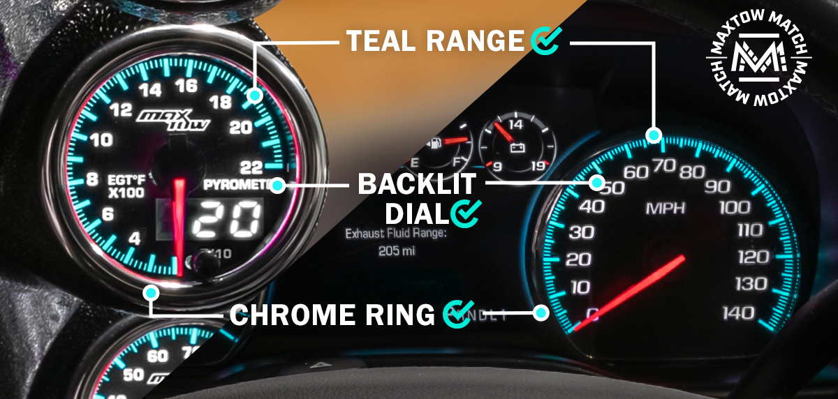 Comparison of MaxTow Match to 2014-2020 6.6 Duramax Factory Cluster Gauges