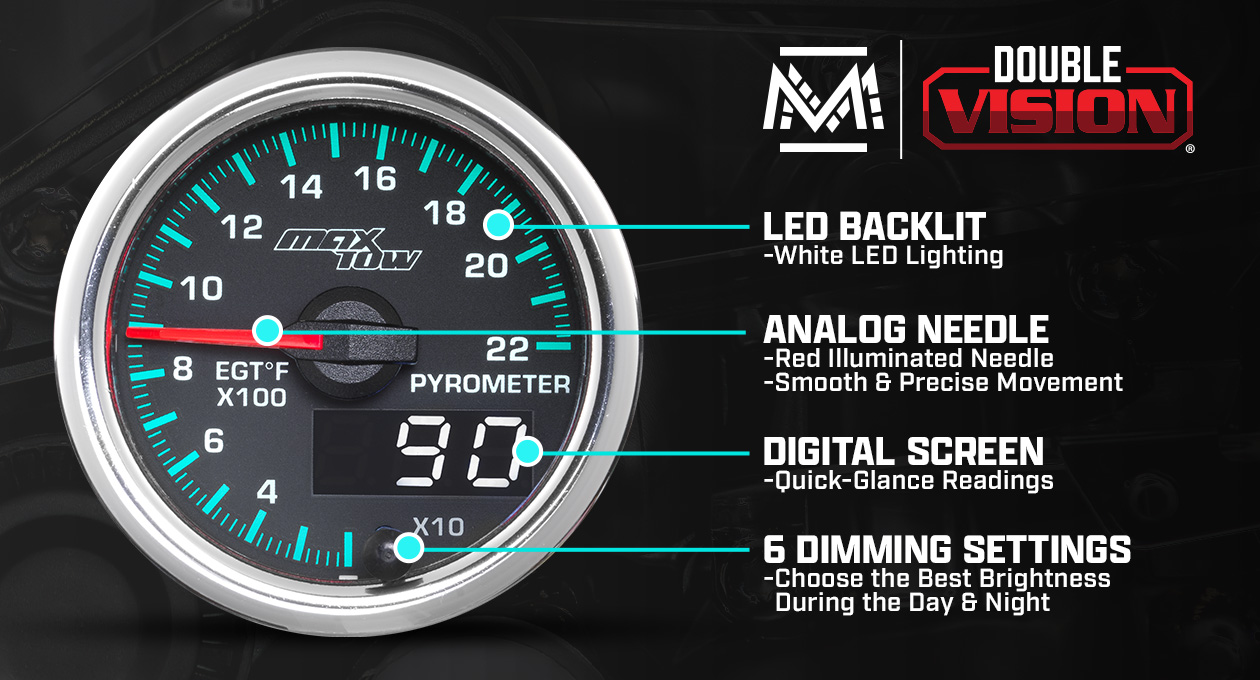 MaxTow Match 2014-2020 6.6 Duramax 2200F Exhaust Gas Temperature Gauge