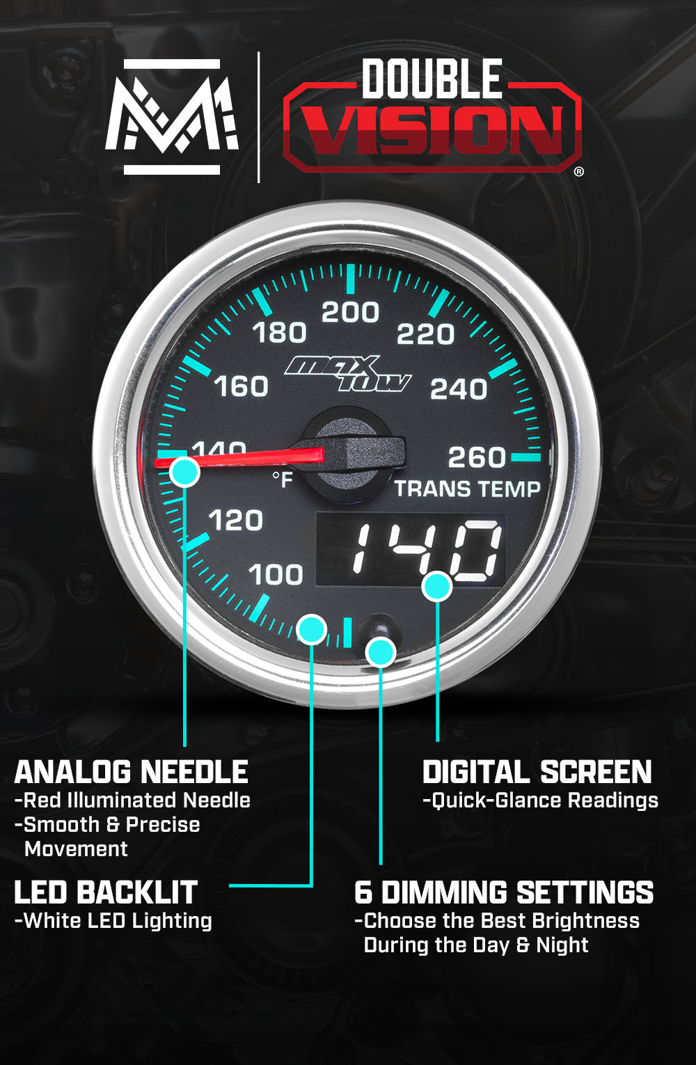 MaxTow Match 2014-2020 6.6 Duramax Transmission Temperature Gauge