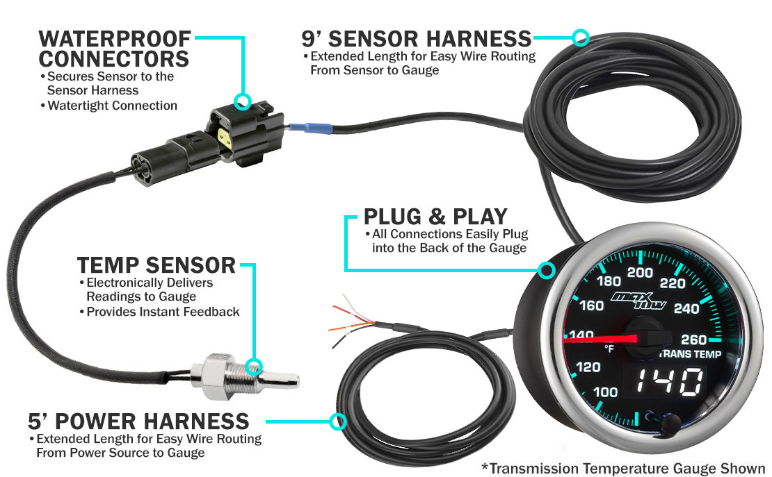 MaxTow Match 6.6 GM Duramax Gauge and Parts Schematic